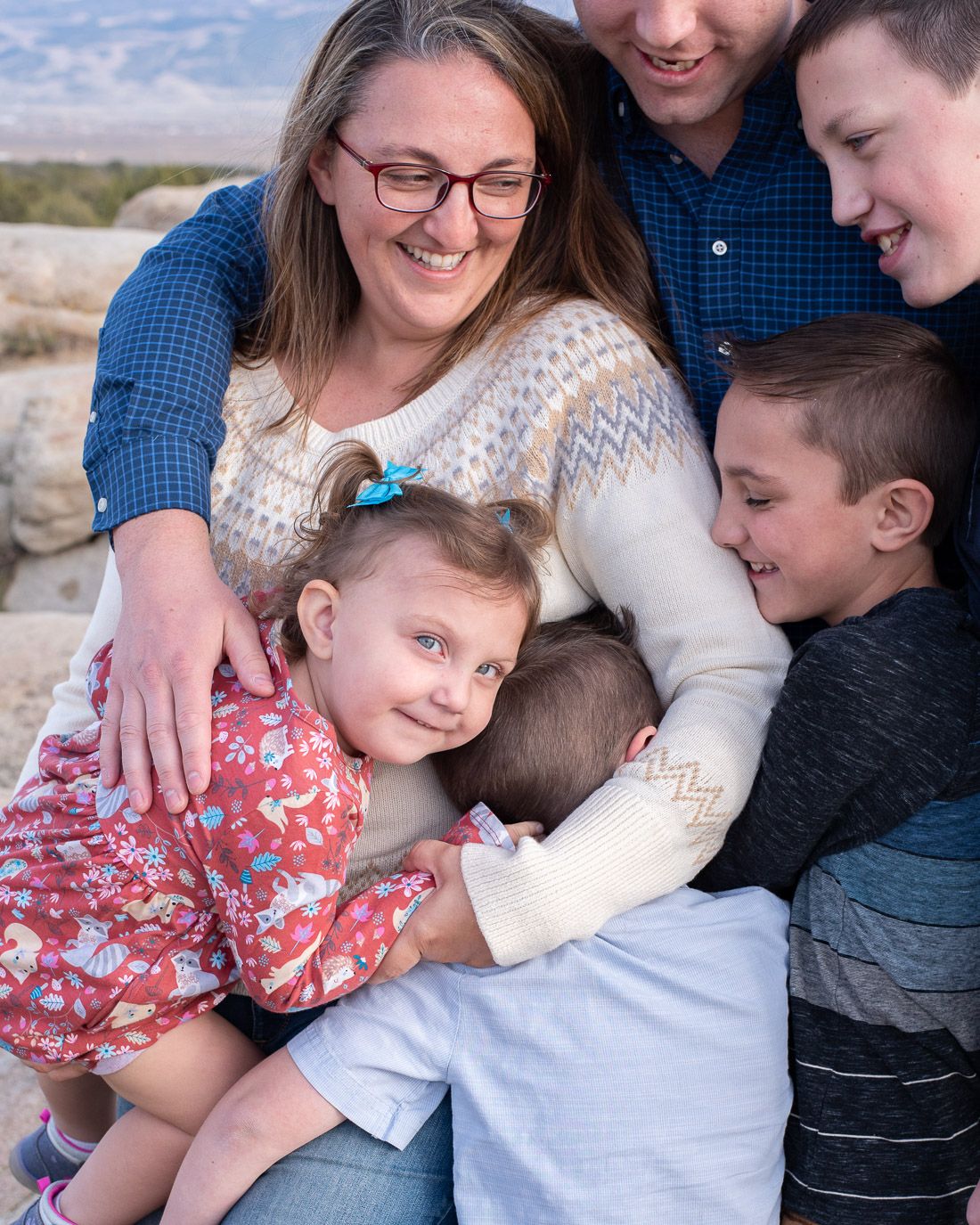 Close-up of family group hug-Cedar City Utah Photographer-Bethany Allen