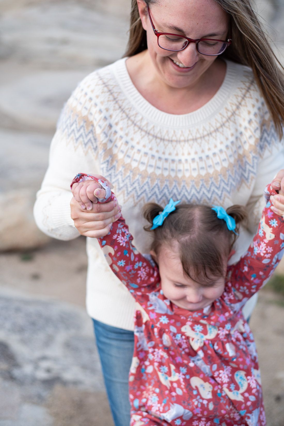 Mom holding toddler girl's hands-Bethany Allen Photography