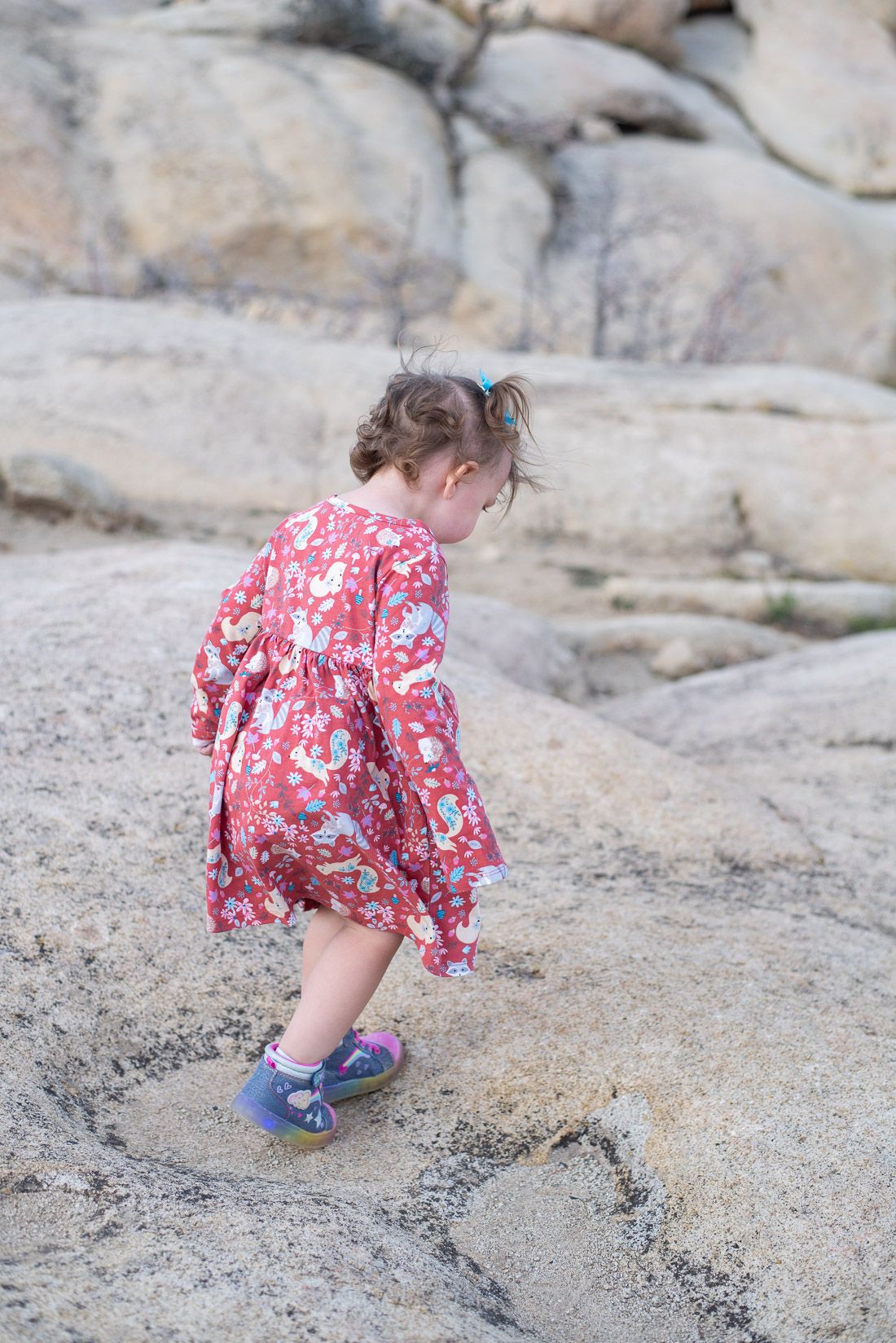 Toddler girl playing on the rocks-Bethany Allen Photography