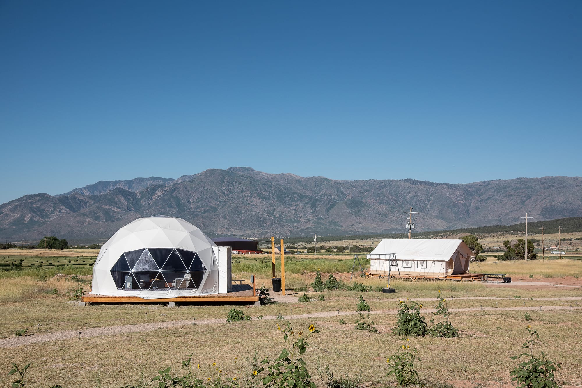 Glamping dome and glamping tent