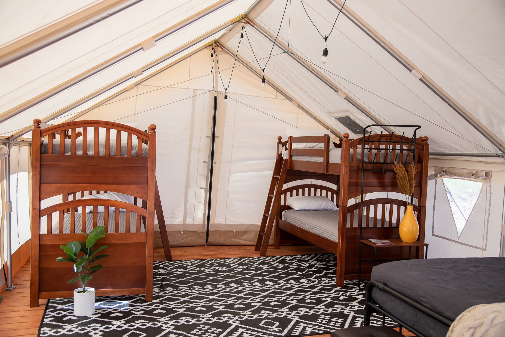 Two sets of twin bunk beds