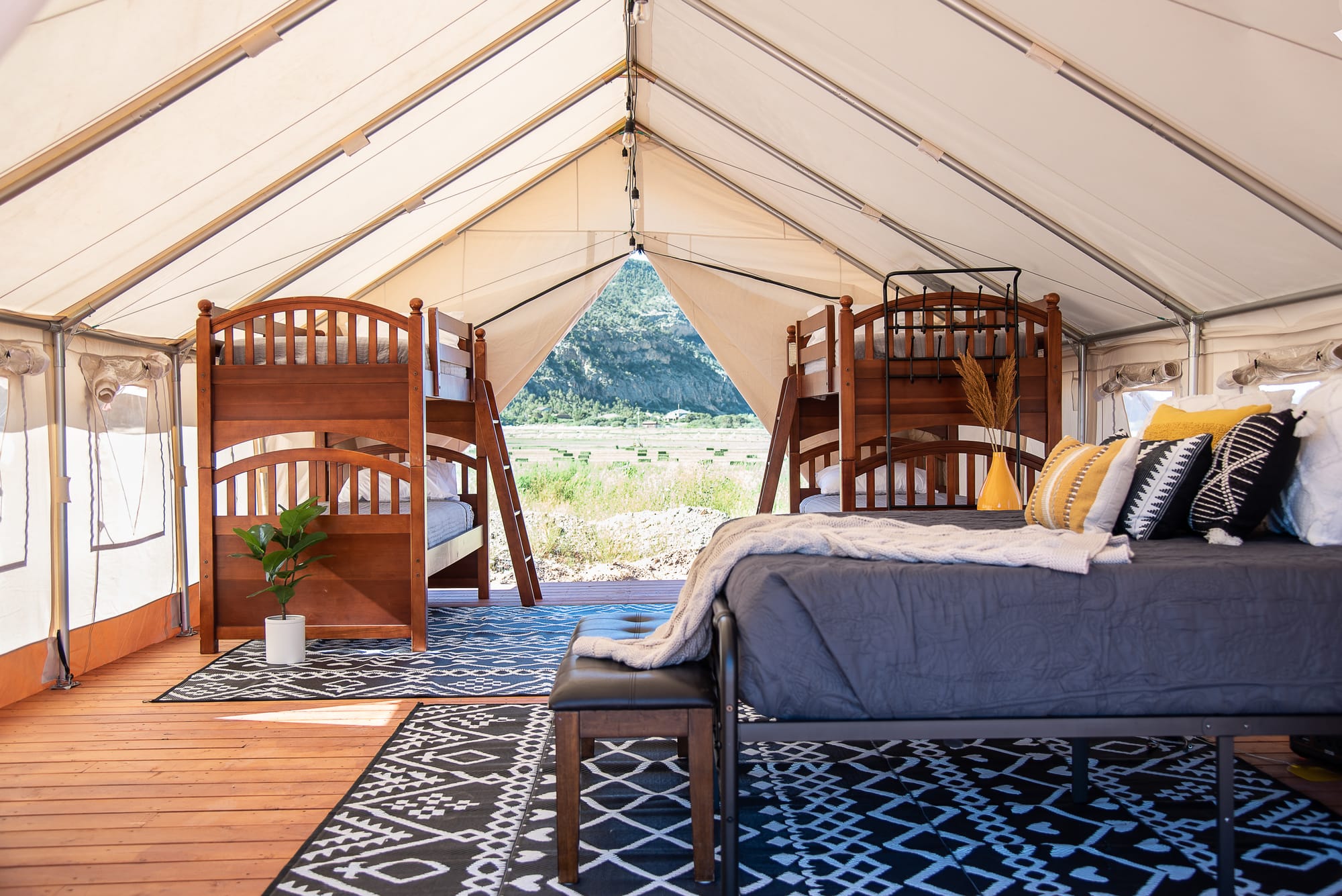 Beds inside the safari tent